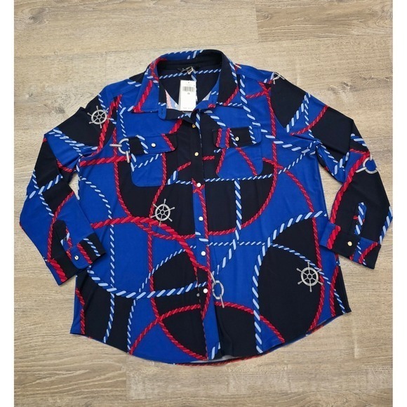 Ralph Lauren Tops - Lauren Ralph Lauren Slim Fit Rope-Print Jersey Shirt, Size 2XL